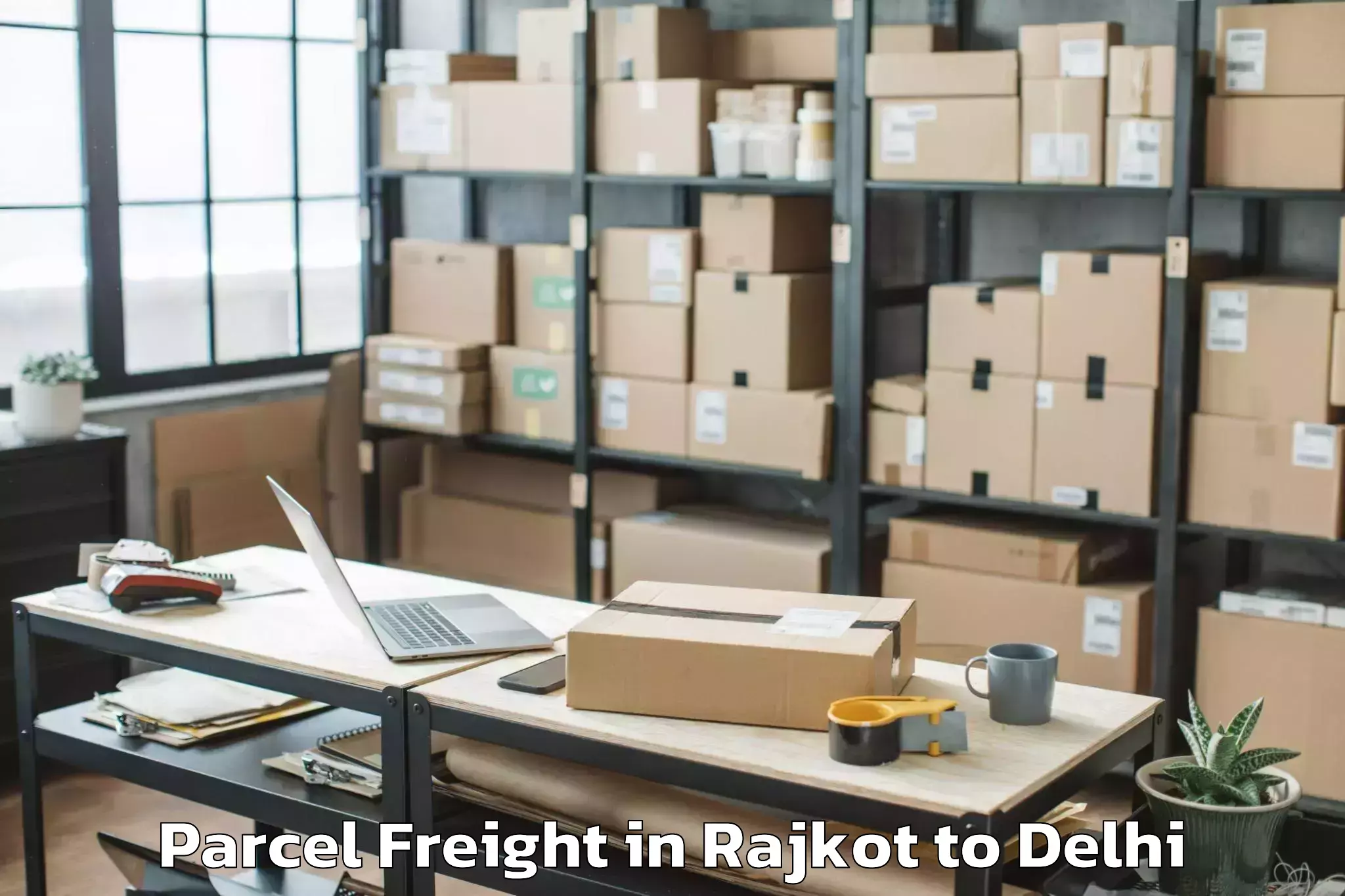 Get Rajkot to Indira Gandhi International Ai Parcel Freight